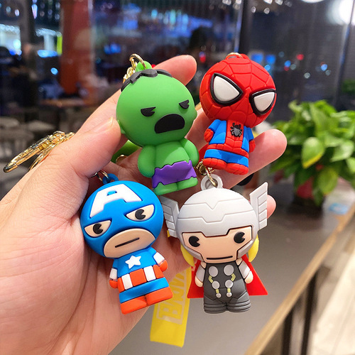 Marvel series cute 3D anime character PVC keychain ornament gift backpack clip accessory figure keychain