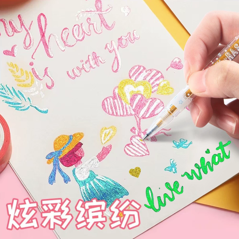 Студенческая блестка ручка маркерная ручка металлическая цветная граффити ручка креативная детская DIY ручной роспись меловая ручка оптом