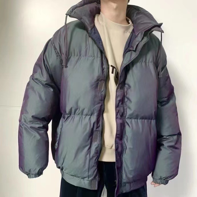 Men's Reflective Puffer Jacket Warm High Street Winter Coat_voghion.com