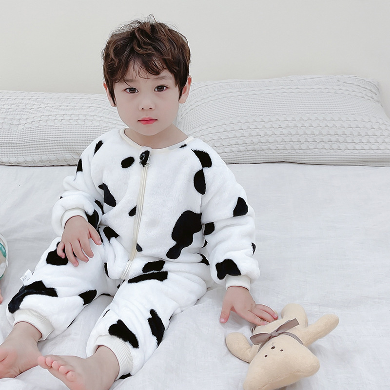 Nuevos pijamas de una pieza para niños y niñas de doble capa engrosada mameluco bebé cálido homewear ropa para niños bebé saco de dormir