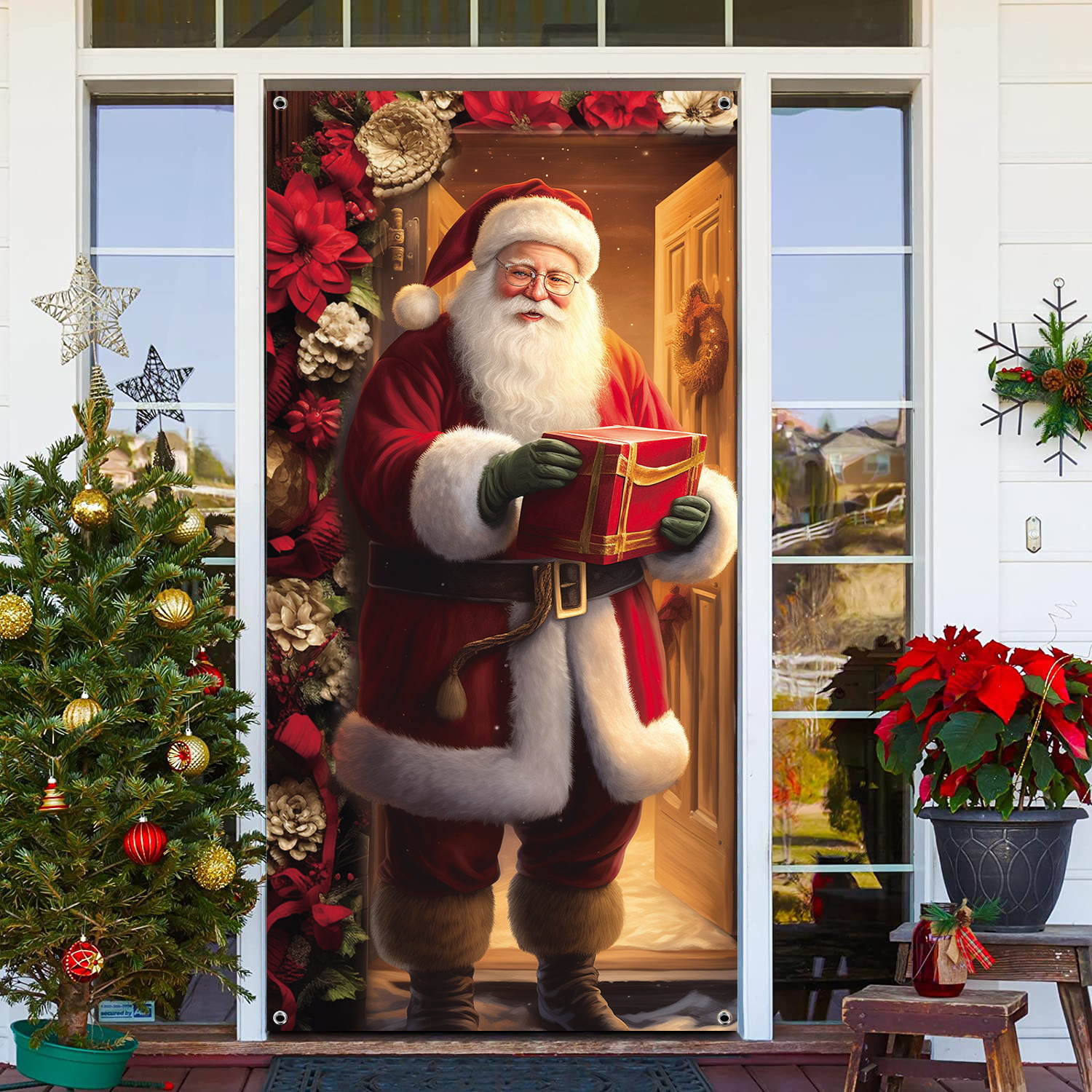 Nuevo estilo transfronterizo cubierta de puerta de Navidad puerta colgante decoración de puerta escena festiva decoración accesorios suministros de Navidad al por mayor