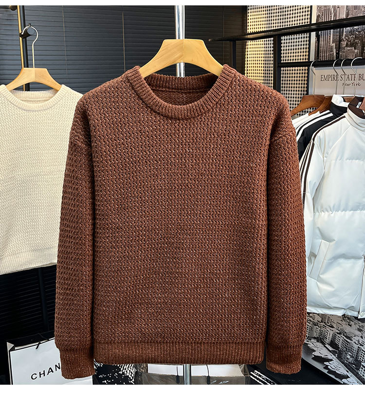 Retro cuello redondo suéter de viento perezoso hombre hombro primavera y otoño suelto multifacé suelto chaqueta de jersey de alta calidad abrigo