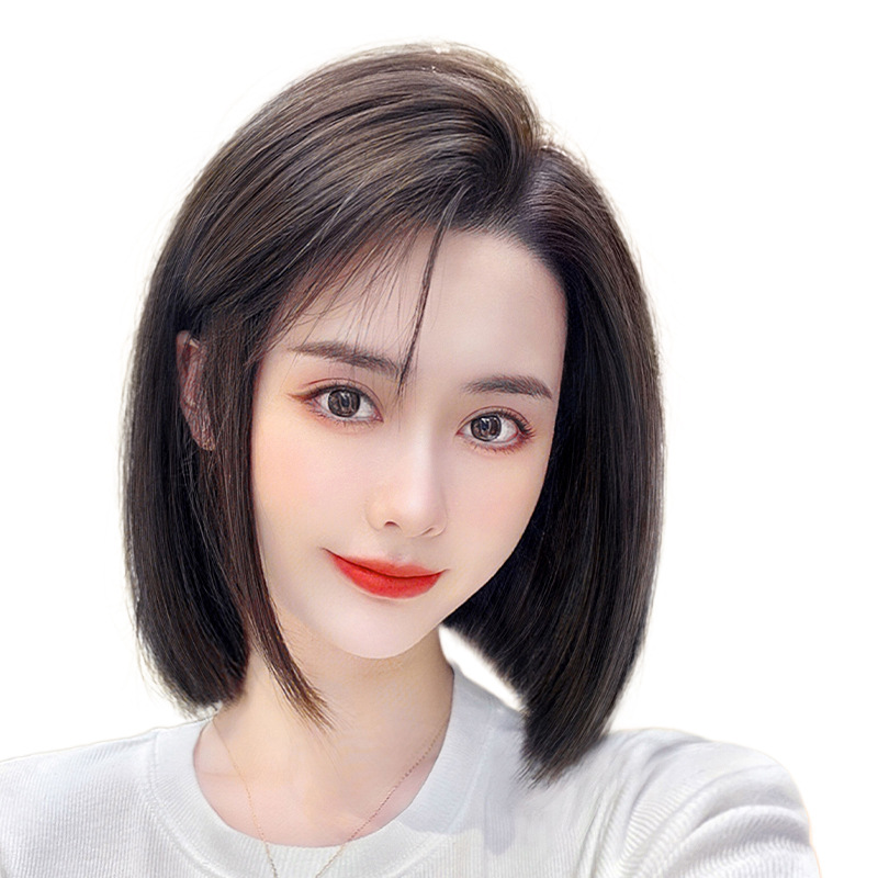 Perruca de cabello verdadero pieza de cabello superior femenino volumen de cabello esponjoso cubrir cabello blanco natural cabello humano completo franja relleno de cabello cubierta cabello blanco