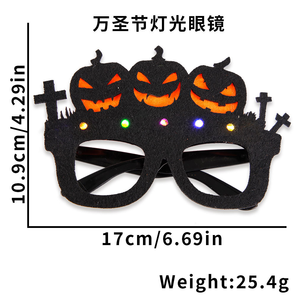 Gafas de calabaza LED con luces para Halloween 2025, gafas brillantes para niños y adultos, decoración para fiestas de disfraces de fantasmas.