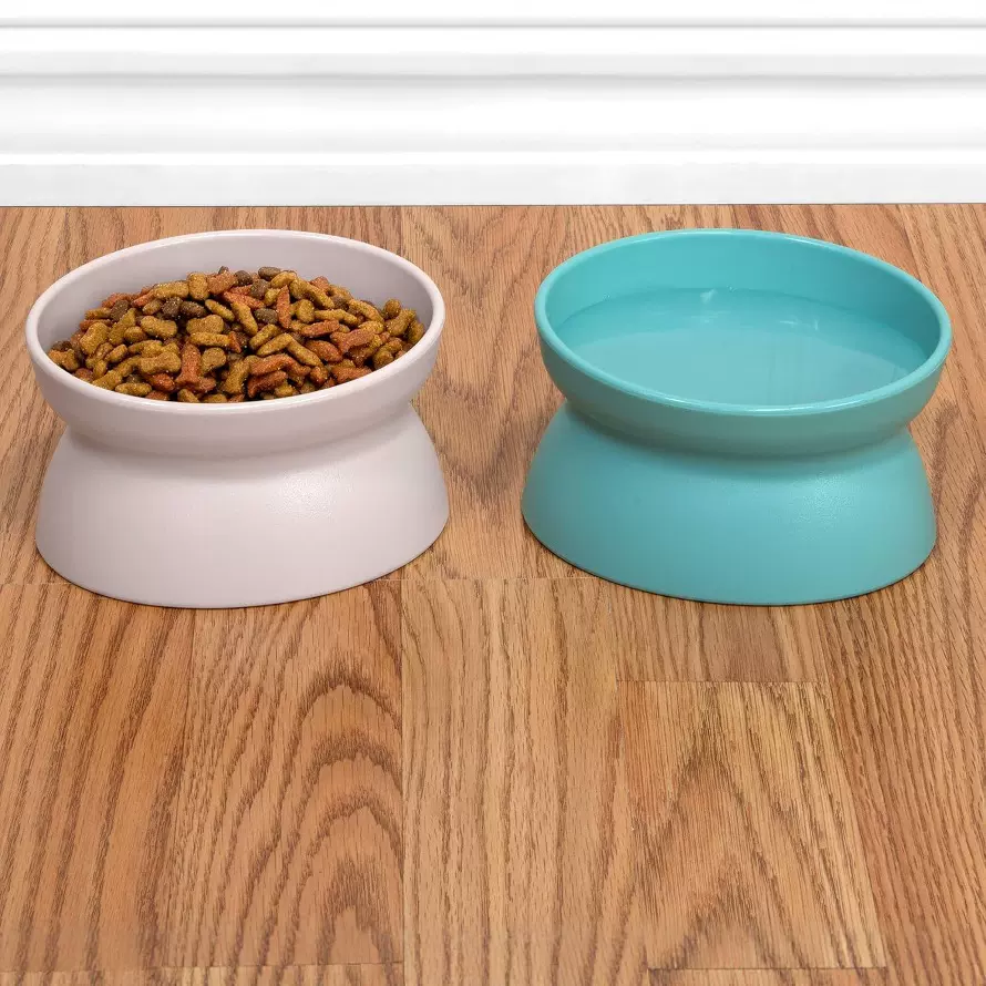硅胶宠物碗高脚碗斜口护颈防滑狗狗食盆耐摔狗碗猫咪水碗猫粮盆