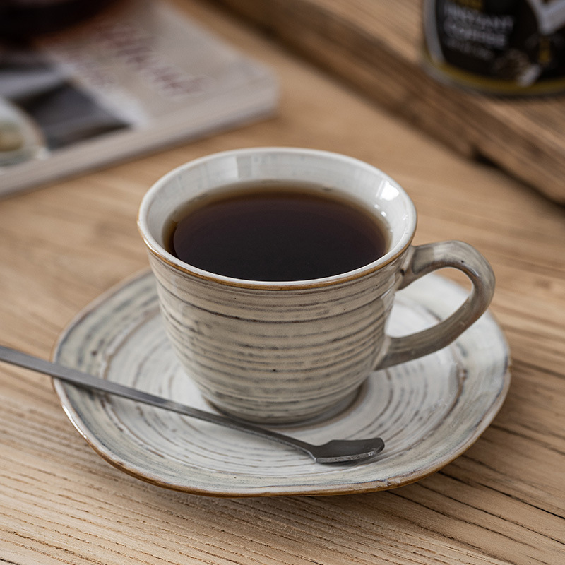 格雷杯碟仪式感下午茶咖啡杯碟复古高颜值陶瓷杯子碟子家用水杯