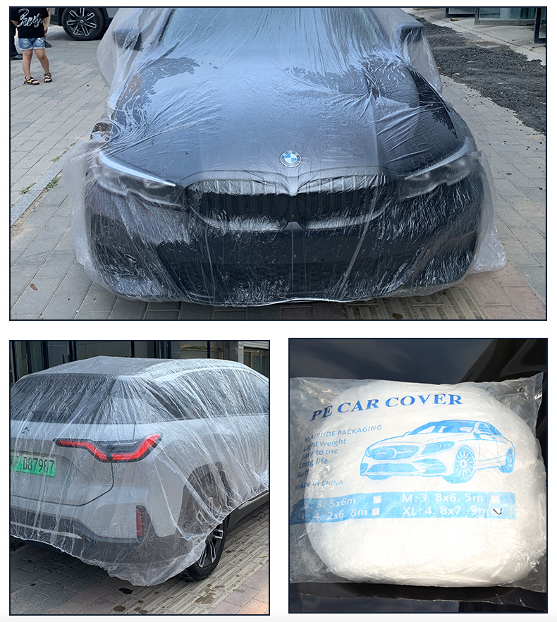 Disposable transparent car clothes sunscreen rain-proof plastic PE film car cover car car car rain cover wholesale