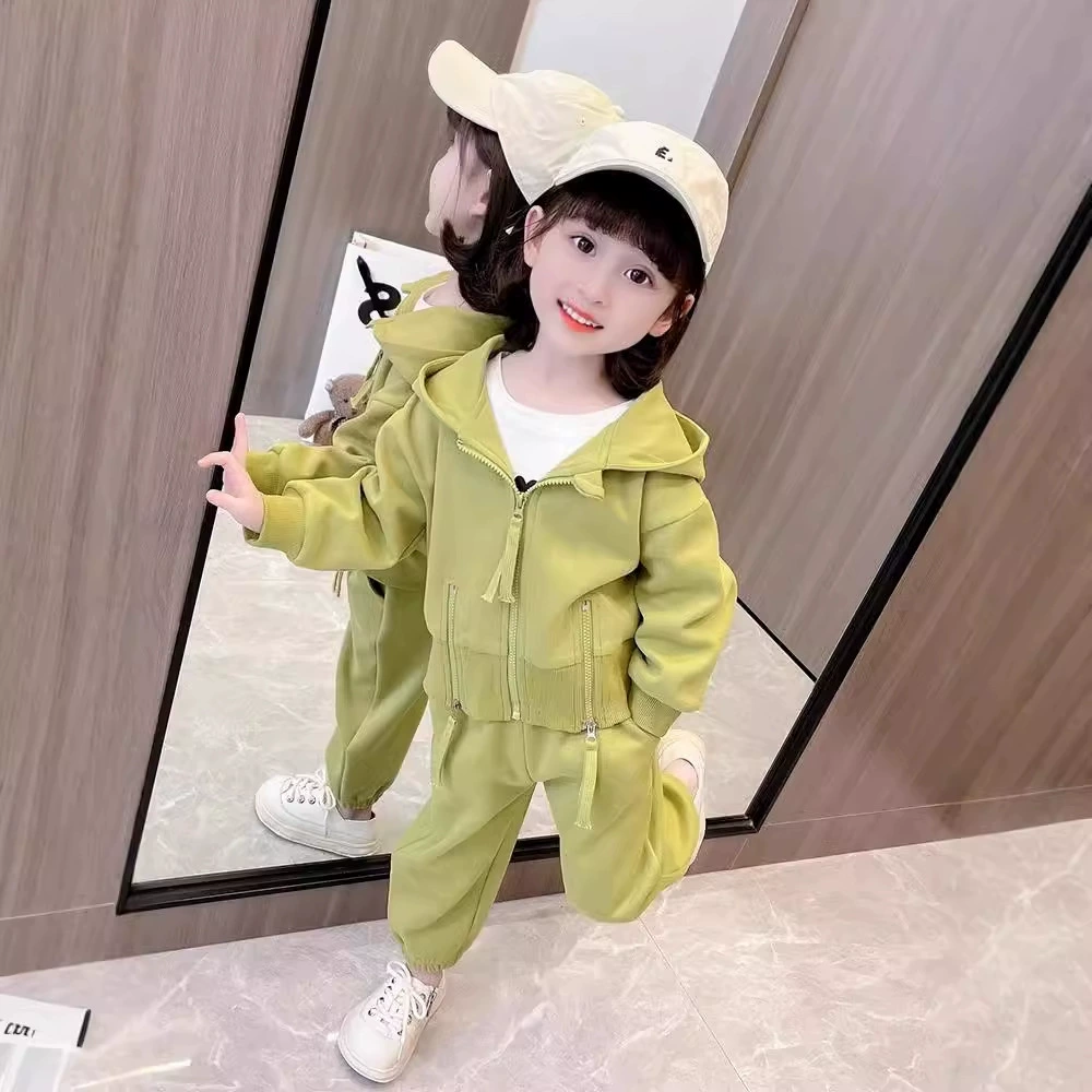 2024 новый набор для девочек весна и осень спортивный костюм для мальчиков и девочек модный набор из двух частей с длинными рукавами