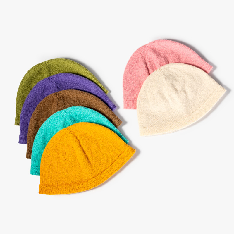 Sombrero de punto de piel de conejo de imitación para hombres y mujeres mismo estilo pareja europeo y americano Otoño e Invierno sombrero de punto sombrero de color caramelo moda todo partido