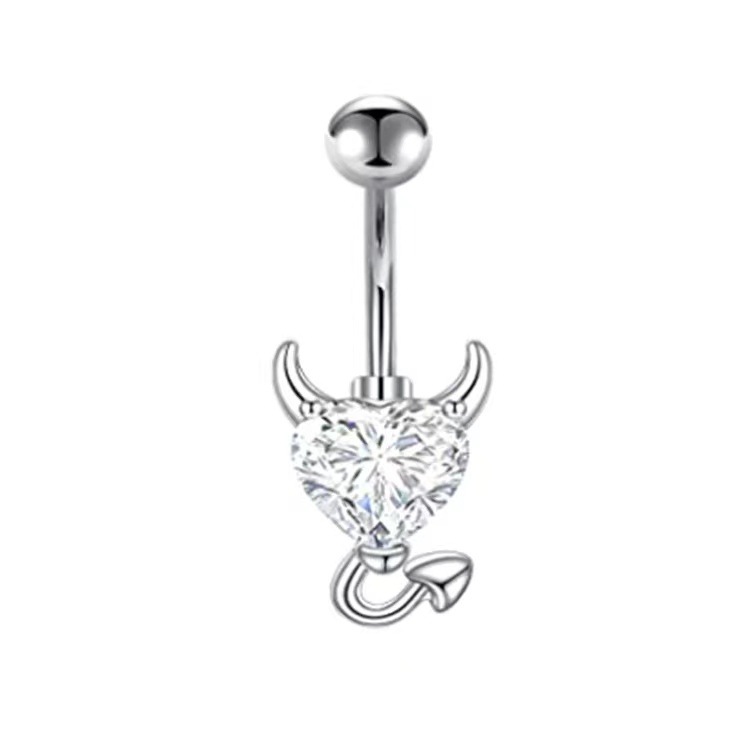 Simple Style Heart Shape Titanium Steel Inlay Zircon Belly Ring 1 Piece display picture 4