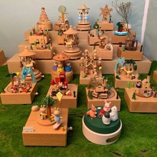 手工木制八音盒情人节礼物童趣小女孩儿童礼物田园榉木木质音乐盒