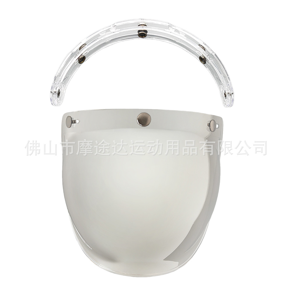Retro Motorcycle Helmet Lens with Curved Surface, Three-Button Bubble Mirror, Multi-Color Windproof and Uv Protection Shield