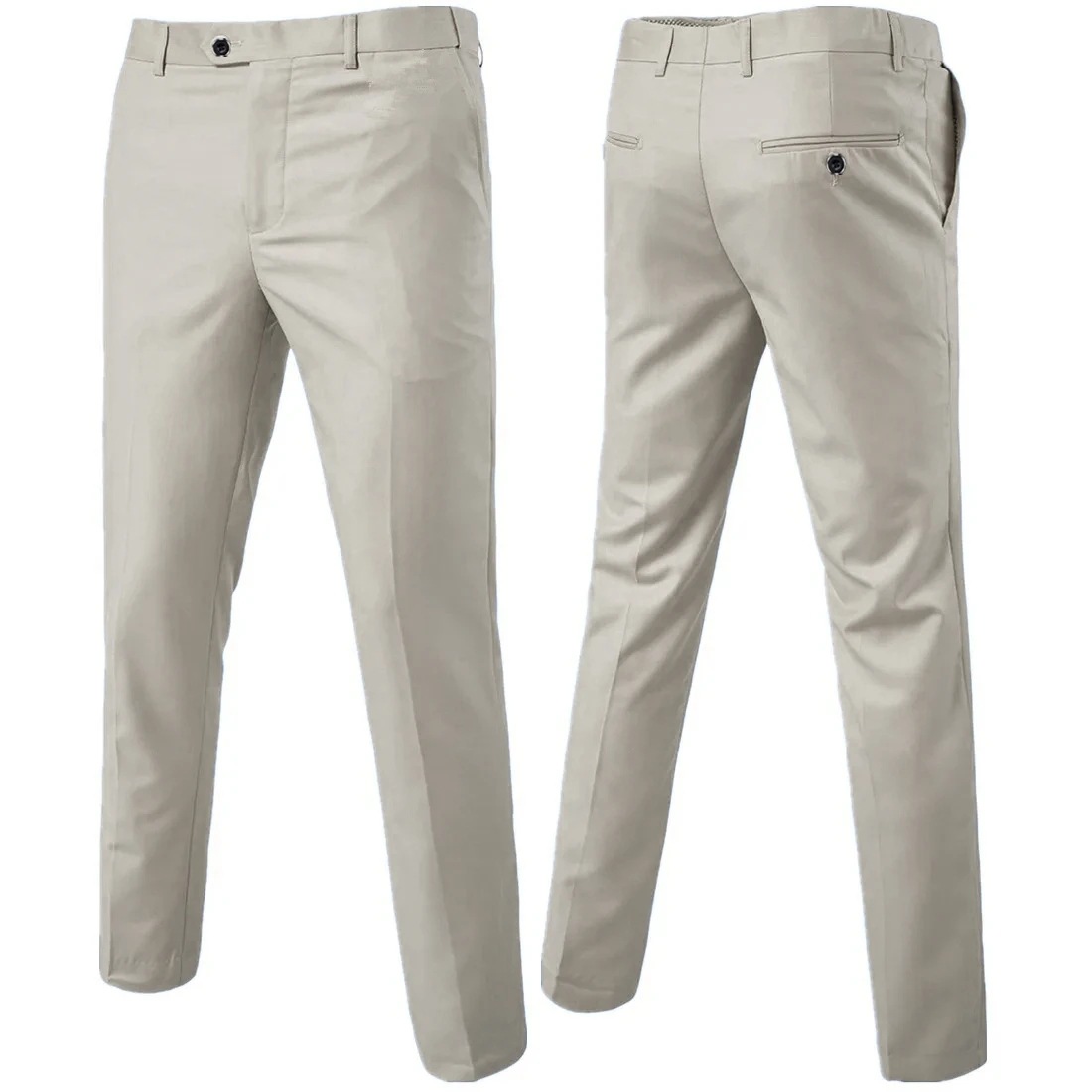 Pantalon noir slim pour homme, coupe droite, idéal pour le travail, le printemps et l'automne, idéal pour les affaires ou les tenues de soirée_voghion.com