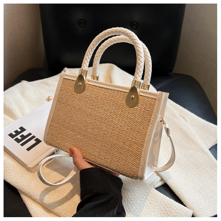 Women's Straw Solid Color Streetwear Square Zipper Handbag display picture 5