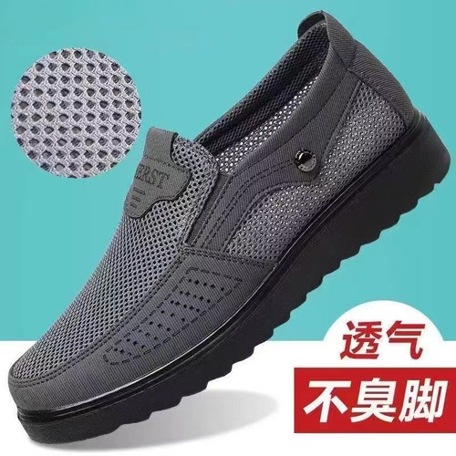 Traditional Beijing Spring and Autumn Men's Leather Shoes, Breathable Men's Single Shoes for Middle-Aged and Elderly, Slip-Resistant Casual Shoes with Soft Soles, Large Size Father's Shoes
