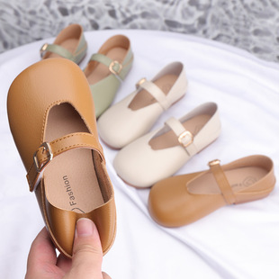 Girls' All-match Milk Shoes Simple Korean-style Velcro Princess Leather Shoes Dancing Shoes Super Soft Leather Girls Shoes