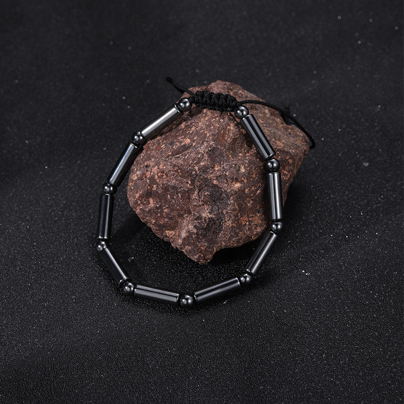 250g Weight Hematite Pendant Material Drawstring Bracelets Classification rope, Hematite Chain Material Beaded Chain, Woven Chain Chain Type Daily, Street Occasion black gallstone Material Geometric Pattern All Seasons Season Men's Gender Streetwear Style Streetwear Geometric Black Gallstone Men's Drawstring Bracelets Men Beaded Bracelets 15