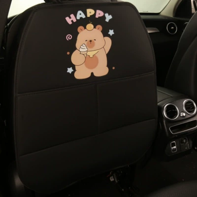 Chair back anti-kick pad Anti-Kick Pad, Shin-Chan, Star, Bear - black-background-heat-transfer-happy-bear-long-anti-kick-pad-one-piece