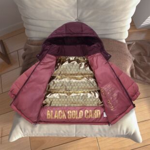 2025 Black Gold Kidsren's Cold-Proof Clothing Thickeneded Warm Hooded Autumn and Winter Outwears for Men and Women Baby Velvet Silk Jackets