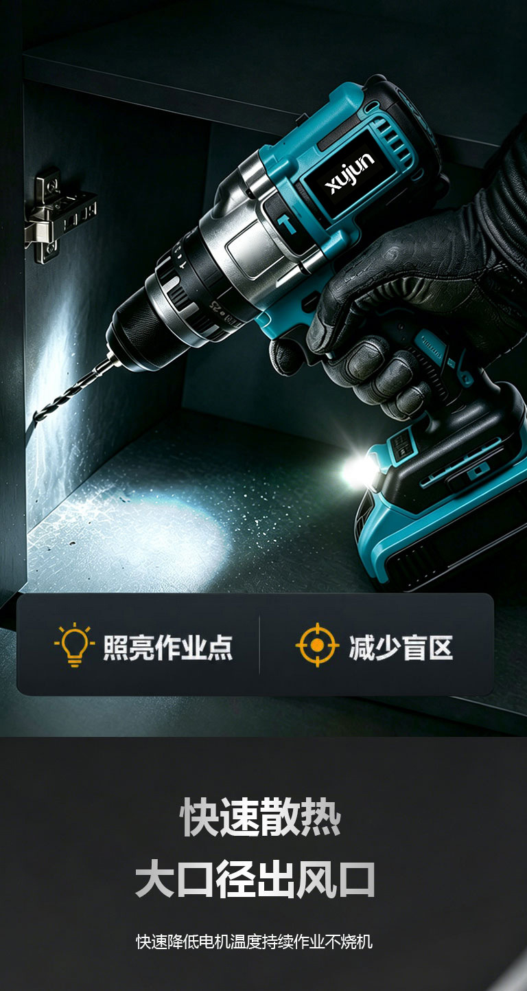 Cross-border foreign trade hand electric drill, impact drill, rechargeable lithium electric drill, hand-held drill, multi-function electric screwdriver tool set