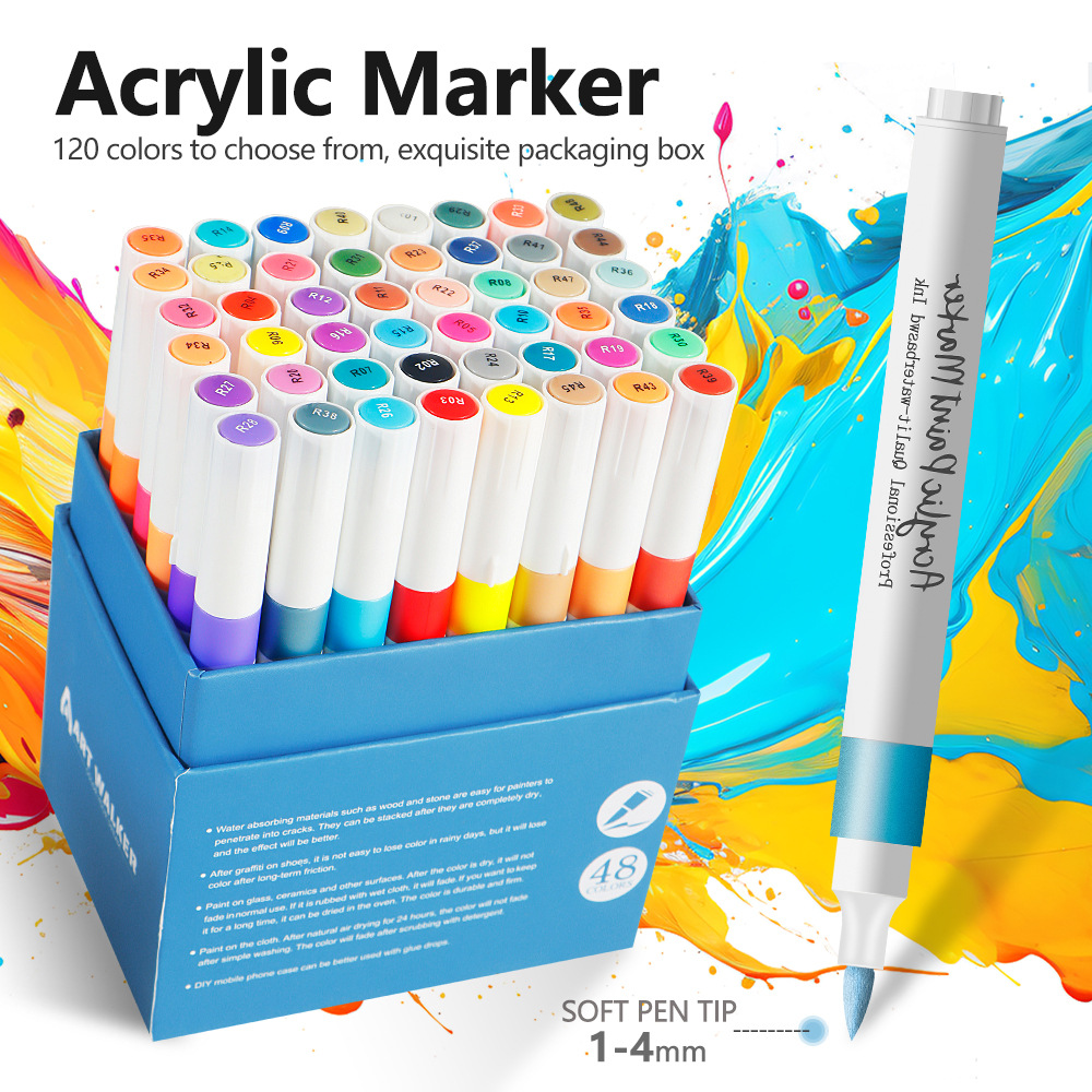 Soft head acrylic marker pen suit graffiti painting watercolor pen stackable color ceramic quick-drying stackable color brush