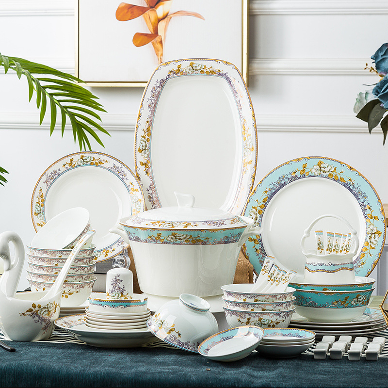 Bone China Tableware Japanese Fish Plate Set Jingdezhen Ceramics Simple Home Gift Bowls And Plate Export