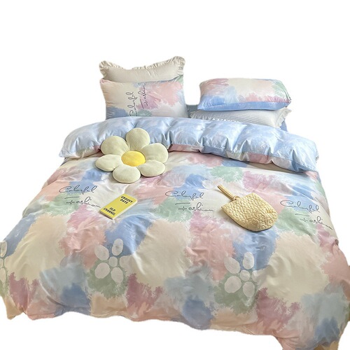 Selected High-density Pure Cotton Full Cotton Bedding Set Four-piece Cover Set, Universal Bed Skirt Student Three-piece Cover