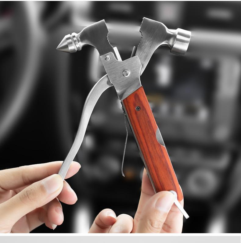 Car Emergency Safety Tool, Cone-Shaped Multi-Functional Vehicle Interior and Exterior Window-Breaking Safety Hammer, 15-in-1 Portable Tool