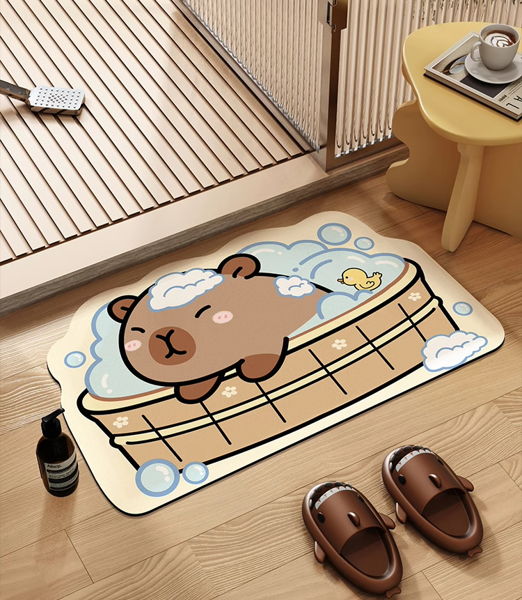 Cartoon Soft Diatom Mud Floor Mat Bathroom Absorbent Quick-Drying Foot Mat Bathroom Door Non-Slip Mat Stain-Resistant Tianjin Carpet