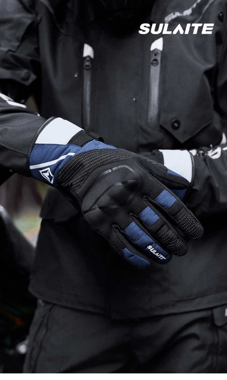 Sulaite Motorcycle Riding Gloves, Anti-Fall, Windproof, Winter Motorcycle Gloves, Fleece-Lined, Warm Rider Gloves