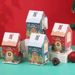 国境を越えたクリスマス雪だるま姜パイ屋の小さな家キャンディークッキー箱蝶ネクタイ包装箱プレゼントカラー箱卸売り
