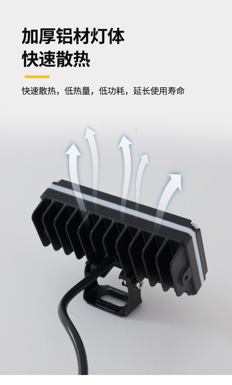 Motorcycle Spotlight Strobe Light Yellow White Light Headlight Square Three-Eyed