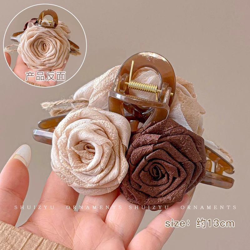 Restaurante chino de la misma rosa seca clip de agarre de cabeza de mujer clip de cabello flores clip de tiburón clip de cabello