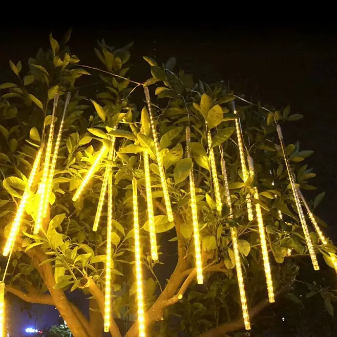 流星雨led灯七彩灯流星雨灯串灯户外防水新年春节装饰挂树灯