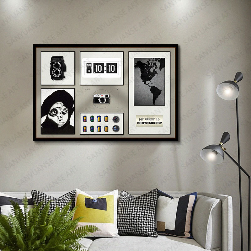 Pintura física tridimensional Entrada Sala de estudio Modelo Estudio Pintura decorativa Hotel Cámara retro Pintura colgante