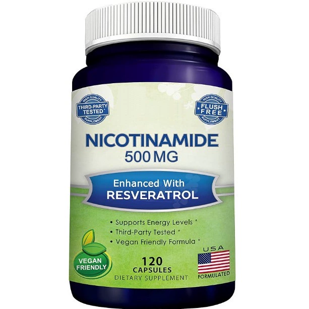 Ниацинамид с ресвератролом - 120 вегетарианских капсул - витамин B3, горячая распродажа через границу