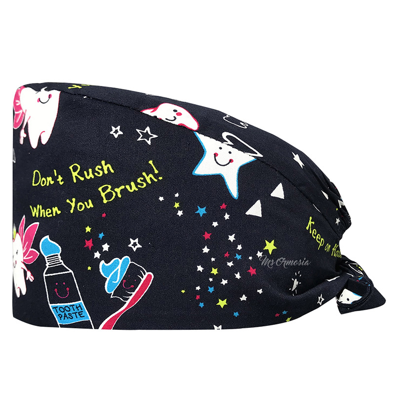 El algodón puro de las mujeres impresas europeas y americanas del sombrero de la enfermera de ICU con la toalla del sudor gorra quirúrgica del comercio exterior tapa de la cabeza del bolso entrega transfronteriza