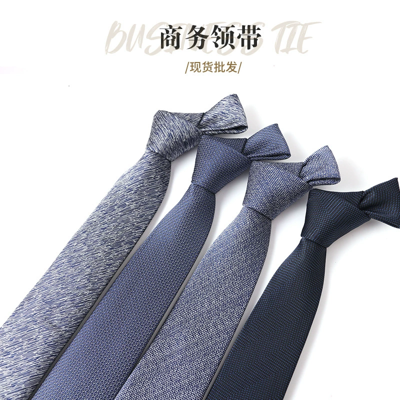 Blue tie, shirt, accessory, 6.5cm, wide color palette, Korean style