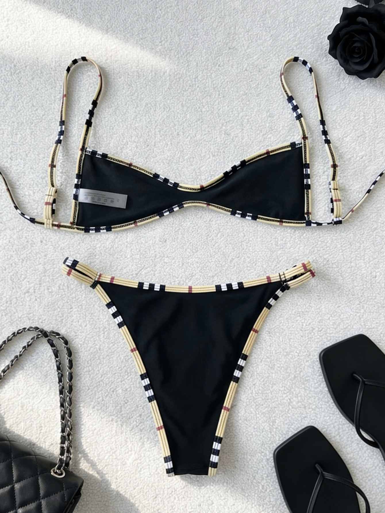 Floral Print Bikini Set, Adjustable Ties & Padded-Free Triangle Top, Low-Rise Hipster Bottoms For Women_ecoleips.com