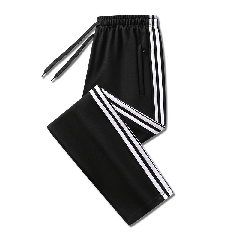 Tencel Roman Fabric Spring Thin Three-Stripe Casual Pants Men's Spring and Autumn Straight-Leg Cuffed Trousers 2025 New Style