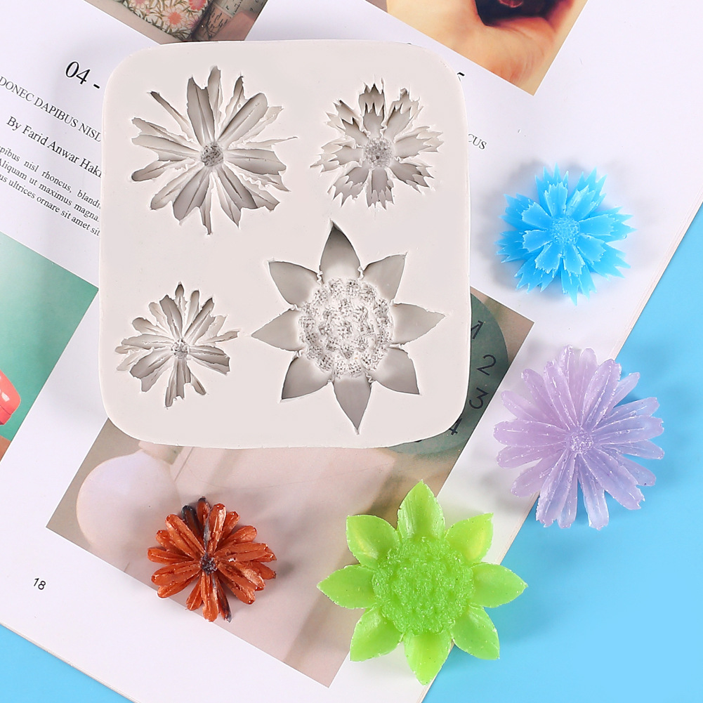 雏菊樱花太阳花造型液态硅胶模具 DIY翻糖蛋糕装饰巧克力黏土模具