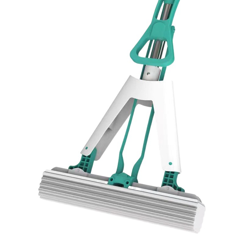 Mopa de esponja plegable con escurrido automático, diseño manos libres, ideal para limpieza doméstica
