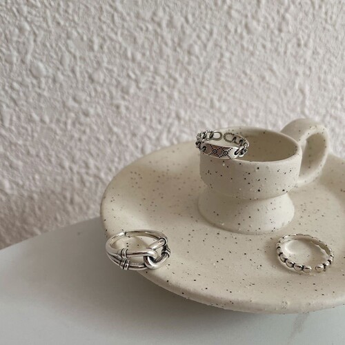 s925 sterling silver retro niche design ring women do not fade cold indifferent high-end ring chain jewelry