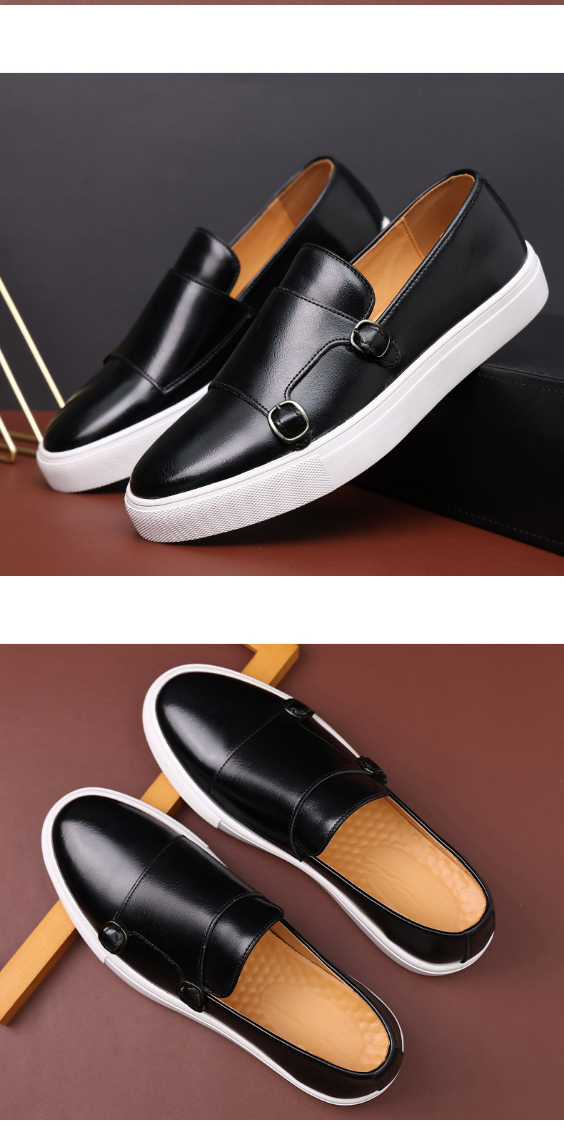 New men's loafers a pair of stylish casual leather shoes_voghion.com