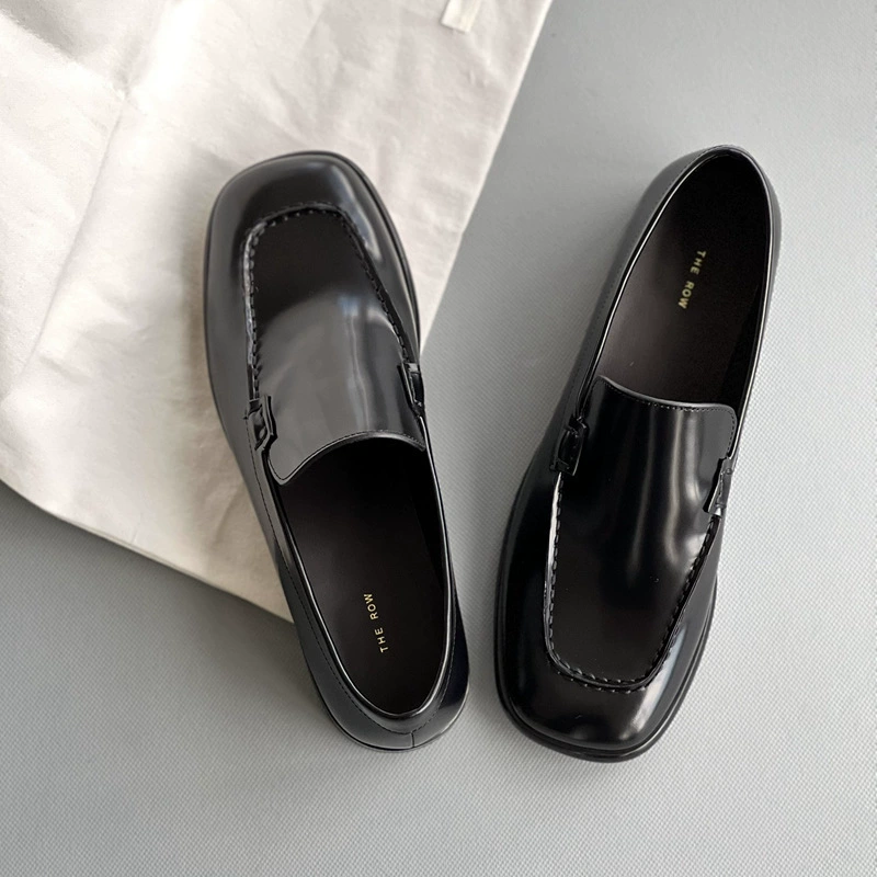 [原汁原味女单鞋复古真皮渠道小皮鞋方头乐福鞋狠货中性]
