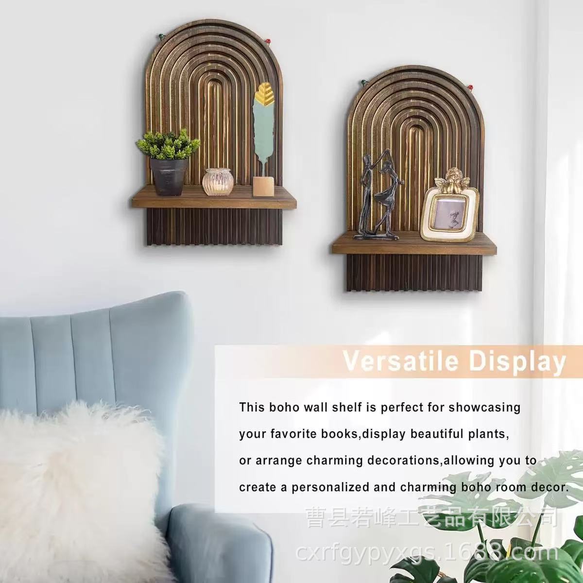 in stock Bohemian Wall Candle Holder Wall Hanging Wall Background Wall Decoration Storage Rack Aromatherapy Candle Holder Bookshelf
