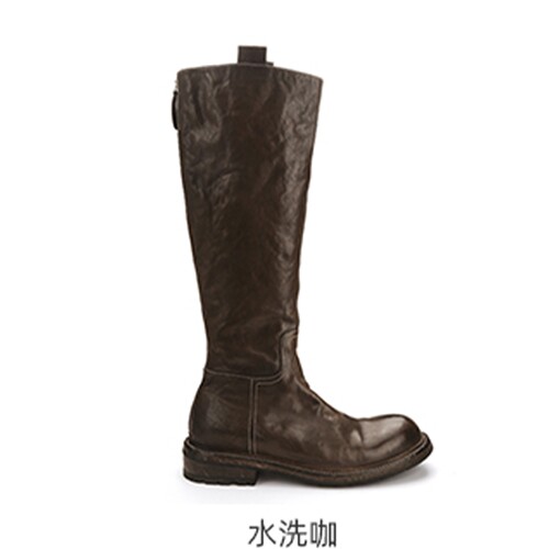 Grape Mama washed horsehide boots long boots thick-soled mid-calf no-knee knight boots for women 2024 new boots for women