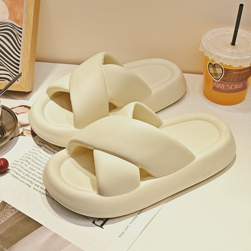  High-End Style Outerwear Lightweight Cross-Strap Spring and Summer Budget Slippers Anti-Slip Slippers Women's Outerwear One-Piece Slippers