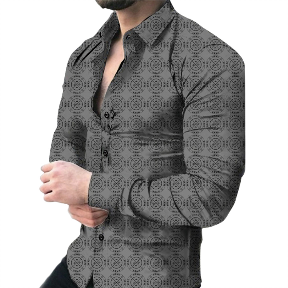 Europa y América primavera nuevo tigre comercio exterior transfronterizo hombres camisa de impresión digital 3D camisa de manga larga para jóvenes hombres