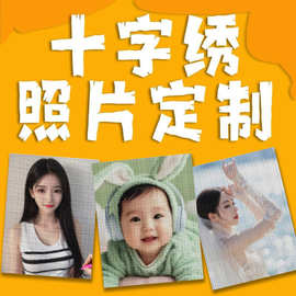印花十字绣线绣照片制定新款客厅小件真人自己绣图片代发跨境外贸